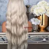 Quality Top Loose Wave Parrucche Short Platinum Blonde Natural Brazilian Bob Middle Part Synthetic Lace Front Wig For Women