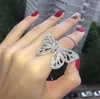 Fashion- Butterfly Ring of Sterling Silver 925 with the Moving Butterfly Ring with Moving Wings with Color Stone Wedding Jewelry For Party