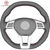 Couvercle de volant de voiture en cuir artificiel noir pour Mercedes-Benz A45 CLA45 C63 E63 CLS63 SLK55 SL 63 65 GLA45 AMG193A