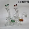 Hookahs Bong Glas Vattenrör Pyrex Bongs med färgglada läppar 14mm Joint Beaker Oil Rigs Silicone Dab Jar