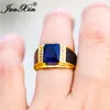 Luxo masculino geométrico azul anéis de casamento de pedra para homens mulheres amarelas anel de ouro anel de noivado vintage zircon homens festa jóias