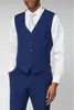 Azul novio esmoquin pico solapa padrino de boda traje de 3 piezas moda hombres negocios fiesta chaqueta Blazer (chaqueta + pantalones + chaleco)