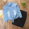 Maman et moi vêtements Jeans Blousesolid jupe maman famille chemise correspondant tenues maman et fille robe famille Look maman fille Y17012971