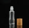 5ml 10ml Difusor de aceite esencial Rollo de vidrio transparente en botella con tapa de bambú natural Bola de rodillo de acero inoxidable SN4351