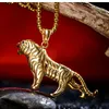 Wholesale-luxury designer rock hip hop jewelry cool titanium steel handsom animal tiger pendant necklace for men