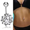 Acier inoxydable haltère ventre anneau Zircon gemme nombril anneau Sexy titane acier nombril anneau ongles brillant corps Piercing barre fête bijoux