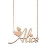 Ожерелье с именем Алисы, кулон для женщин и девочек, подарок на день рождения, изготовленная на заказ табличка с именем, детские ювелирные изделия для лучших друзей, позолоченная нержавеющая сталь 18 карат