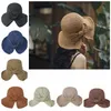 Cappelli da sole da donna con tessitura di paglia pieghevoli con fiocco estivo cappelli da spiaggia per ragazza 7 colori regolabili