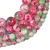 Pierre naturelle pêche vert-blanc rouge calcédoine perles en vrac 6 8 10 MM choisir la taille pour la fabrication de bijoux collier bracelet femme