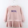 Girls Dress New Brand Baby Girls Blouse Rabbit Ears Hooded Ruched Long Sleeve Children Clothing Dress Girls Clothes