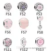 Auténtica plata de ley 925 que se adapta a Pandora Pulsera Beads Pink Charms para European Snake Charm Chain Necklace Moda DIY Jewelry