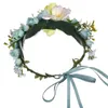 Damen Kopfbedeckung Kranz Farbmischung Manuell Künstliche Blumen Haarband Blumenkrone Hochzeit Kopfschmuck Partyzubehör 13 6mxE1