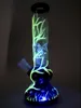 Glow In The Dark Hookah 4 Arms Tree Perc Glass Water Pipe UV Bongs Diffused Downstem Beaker Bong With Bowl GID01