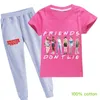 2pcslot Stranger Things T-shirt et pantalon pour enfants, 2 pièces en coton, confortable et respirant, col rond, manches courtes, AMIS NE LIEZ PAS Enfants C3544887