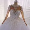 2020 Vintage Manches Longues Robe De Bal Dubaï Robes De Mariée Sheer Ras Du Cou Dentelle Appliques Perlée Vestios De Novia Robes De Mariée avec Boutons