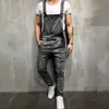 2019 Fashion Mens Ripped Jeans Jumpsuits Street Distressed Hole Denim Bib Overaller för Man Suspender Byxor Storlek M-XXL