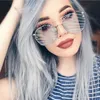 Luxe-Classique Femmes Lunettes de soleil pilote sans monture Messieurs Années 80 Marque Designer Mode Lunettes de soleil ovales Hommes Revêtement Rose Teinte Lentille Lunettes