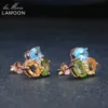 Lamoon 925 Srebrne kolczyki dla kobiet Kamień Kamienia Cytrine Peridot Topaz 18K Rose Gold Fine Jewelry S925 LMEI037 CJ191287V