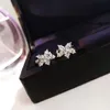 Fashion-2020 serie primavera orecchini a grappolo fiore asimmetrica S925 argento placcato in oro 18 carati orecchini di diamanti in oro bianco mai sbiadito