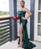 Dark Green Druhna Dresses Country Mieszane Zamów Custom Made Wedding Party Guest Gown Gown Junior Maid of Honor Dress High Split Tanie