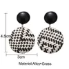 Handgemaakte Geometrische Rotan Weave Kroonluchter Oorbellen voor Vrouwen Houten Stro Ronde Vierkante Drop Dangle Earring Party Gifts