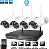 4ch cctv نظام لاسلكي الصوت 1080P NVR 4PCS 2.0MP IR في الهواء الطلق P2P WiFi IP CCTV الأمن كاميرا نظام مراقبة كيت