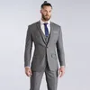 2020 hübsche graue Männer Hochzeit Smoking Slim Fit One Button Casual Prom Anzüge Mann Party Blazer Anzug (Jacke + Weste + Hose)