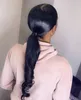 New pony tail hairstyle for young girl wraps wavy curly straight drawstring remy ponytail hairpiece clip in human hair extension