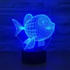 3D LED ナイトライト魚デザイン 7 色タッチスイッチ LED ライトプラスチックランプの形 3D USB 電源ナイトライト雰囲気ノベルティ照明