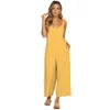 Women Summer Loose Jumpsuit Dungarees 2019 Sexy Deep V-Neck Backless Romper Ladies Strap One-Piece Wide Leg Pants Playsuit280H