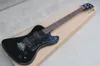 Factory Custom Black Electric Bass Guitar with Rosewood Fretboard,Black Pickguard,Chrome Hardware,offering customized services