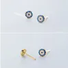 100 Pure 925 Sterling Silver Stud Guangzhou smycken Högkvalitativ blå ond öga Design Studs örhängen Turkiet Gold Plated Earring1819603