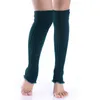 Bota de malha de cor sólida polainas joelho meias altas leggings meias outono inverno para mulheres