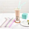 Silicone Straw Set Thick Thin Food Grade Reusable Silicone Straw Milk Juice Bubble Tea Silicone Drinking Straws Set