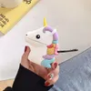 Unicorn Pegasus 3D Cute Cartoon Cases Słuchawki Ładowanie Zestaw do Apple Airpods 1 2 Bezprzewodowe Earbuds Ochronna Pokrywa Obudowa z hakiem