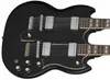 Relic Black 12 6 Strings Slash 1275 Double Neck SG Elektrische Gitaar Split Parallellogram Inlay