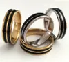 Bulk Lots 50pcs Silver Gold Mix 6mm Two Stripes Enamel Quality 316l Stainless Steel Comfort Rings Men Women Classic Elegant Finger Rings