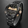 Titta på män märke Goldenhour Fashion Quartz Watches man armbandsur Datum Display full stål manlig klocka vattentät relogio masculino247u