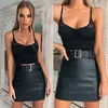 Mode Frauen hohe taillierte Bleistiftrock Rock Bodycon Slim Bleistift Leder kurze Miniröcke 2019 Neue Knopfbandröcke