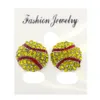 Handmade Jewelry Baseball Shape White Yellow Crystal Stud Earrings for Women Pierced Earring Female Jewelry