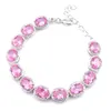 Luckyshine Sparking Oval Sweet Pink Kunzite Gemstone 925 Braccialetti da tennis in argento per le donne Regali di Natale 8' pollici