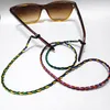 Lanière de lunettes tressée pour lunettes de couleur arc-en-ciel, mélangée avec du coton ciré et des cordes en cuir PU, porte-lunettes de soleil