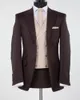 New Design Chocolate Brown Peak Lapel Groom Tuxedos Groomsmen Wedding Blazer Suits Business Suits (Jacket+Pants+Vest+Tie) 1379