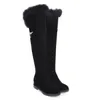 Plus size 34 a 42 43 44 45 Inverno Fur Luxo altura invisível Aumento Salto Cunha sobre o joelho botas altas da coxa 4,5 centímetros