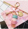 Keychains 5 Colors Cute Colorful Macaroon Bag Charm 2021 Fashion Resin Macarons Keychain Gold Met Keyring Car Pendant Key Holder