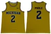Herr NCAA Michigan Wolverines College Baskettröjor Vintage 4 Chris Webber 5 Jalen Rose 25 Juwan Howard 2 Jodan Poole Jersey Blå Gula Stitched Skjortor S-XXL