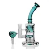 21cm Tall Green With Holes Clear Glass Bong Smoking Hookahs Pipe Accessories Oil Rig Heady Bong Bubbler Shisha 14mm joint Bowl
