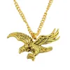 Hawk águia pingentes de ouro colar de cor lasca de aço inoxidável animal hawk pássaro asa charme retro do punk hip hop das mulheres dos homens jóias