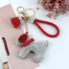 Luxe strass chiens porte-clés dessin animé animaux chien poupées sac porte-clés porte-monnaie voiture porte-clés cadeau pour les femmes Christm189p