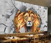 home improvement custom 3D Background wallpapers 3 d Lion Brick Wall wallpapers for living room bedroom mural wallpaper 3d